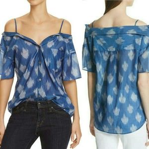 NWT THEORY $245 Tamalee Ikat Off The Shoulder Top L
